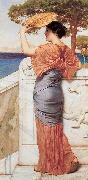 John William Godward On the Balcony oil on canvas